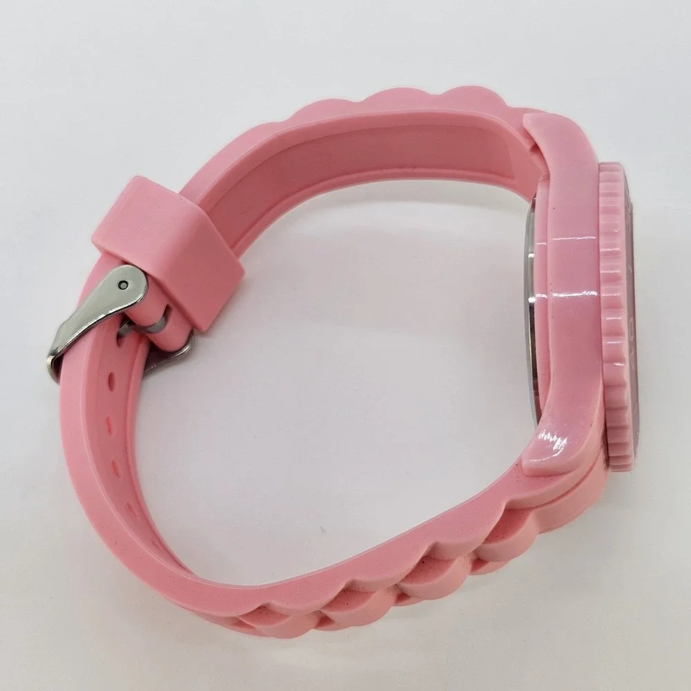 Women's Watch 36MM White Pink Dial Pink Plastic Bands NEW Battery